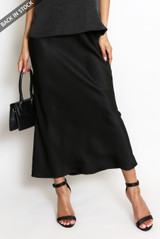 Textured Bias Cut Midi Skirt