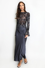 Textured Bias Cut Midi Skirt