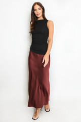 Textured Bias Cut Midi Skirt