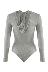 Ribbed Zip Front Hooded Bodysuit