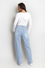 Ribbed Zip Front Hooded Bodysuit