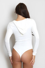 Ribbed Zip Front Hooded Bodysuit