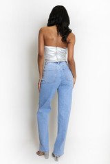 Rhombus Diamante Front Wide Fit Jeans
