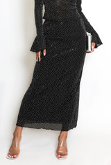 Studded Lined Midi Skirt 