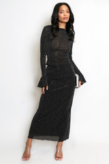 Studded Lined Midi Skirt 