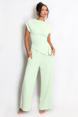 Asymmetric Ruched Top And Pleat Front Trouser 