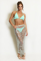 Sheer Sequin Midi Skirt