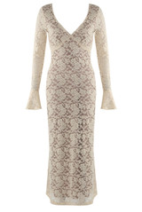 Floral Lace V Neck Maxi Dress 