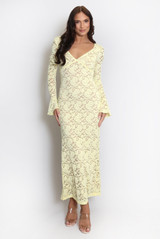 Floral Lace V Neck Maxi Dress 