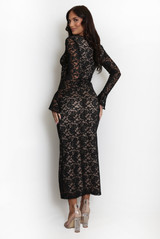 Floral Lace V Neck Maxi Dress 