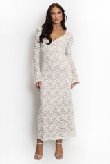 Floral Lace V Neck Maxi Dress 