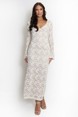 Floral Lace V Neck Maxi Dress 
