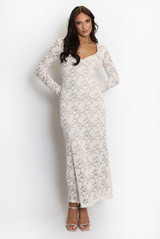 Floral Lace V Neck Maxi Dress 
