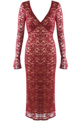 Floral Lace V Neck Maxi Dress 