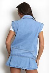 Biker Sleeveless Denim Gilet
