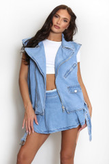 Biker Sleeveless Denim Gilet