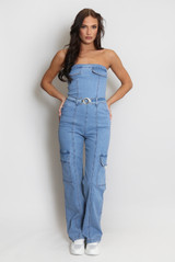 Bardot Denim Cargo Jumpsuit