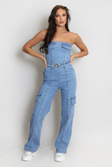 Bardot Denim Cargo Jumpsuit