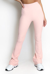 High Waisted Ribbed Flared Trouser