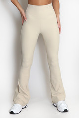 High Waisted Ribbed Flared Trouser