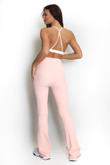 High Waisted Ribbed Flared Trouser