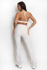 High Waisted Ribbed Flared Trouser