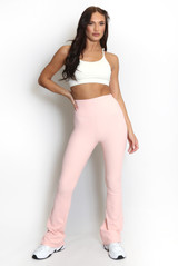 High Waisted Ribbed Flared Trouser