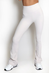 High Waisted Ribbed Flared Trouser