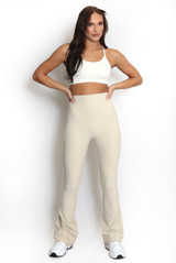 High Waisted Ribbed Flared Trouser