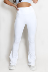 High Waisted Ribbed Flared Trouser