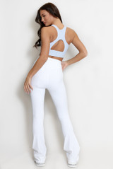 High Waisted Ribbed Flared Trouser
