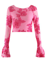 Floral Lace Lined Long Sleeve Top