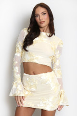 Floral Lace Lined Top And Skirt Set