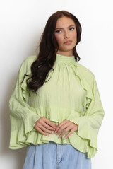 High Neck Ruffle Blouse 