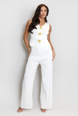 Fine Knit Button Waistcoat And Wide Leg Trouser set