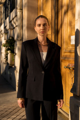 Single Button Textured Blazer