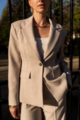 Single Button Textured Blazer