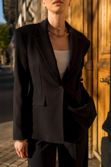 Single Button Textured Blazer