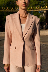 Single Button Textured Blazer