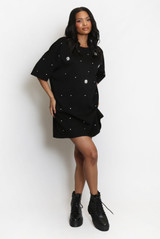 Rhinestone Drop Shoulders Tee