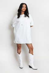 Rhinestone Drop Shoulders Tee