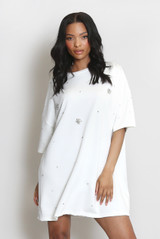 Rhinestone Drop Shoulders Tee