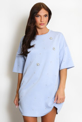 Rhinestone Drop Shoulders Tee