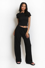 Textured Shirred Short Sleeve Top 