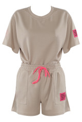 Slogan Tag T-Shirt And Shorts Set