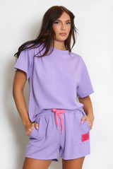 Slogan Tag T-Shirt And Shorts Set