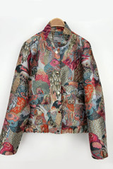 Jacquard Bird Print Bomber Jacket