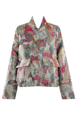 Jacquard Bird Print Bomber Jacket