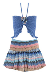 Shirred Halter Bralet And Zig Zag Skirt Set