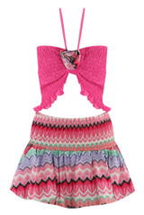 Shirred Halter Bralet And Zig Zag Skirt Set